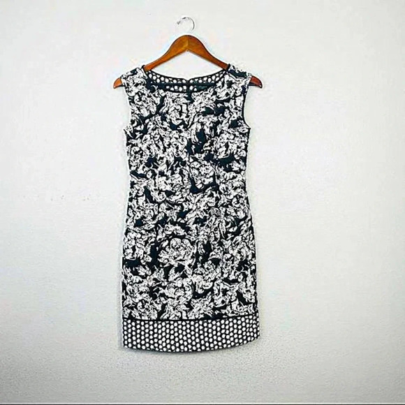 Ann Taylor Sleeveless Sheath Dress Black & White Size 2P - Picture 2 of 8